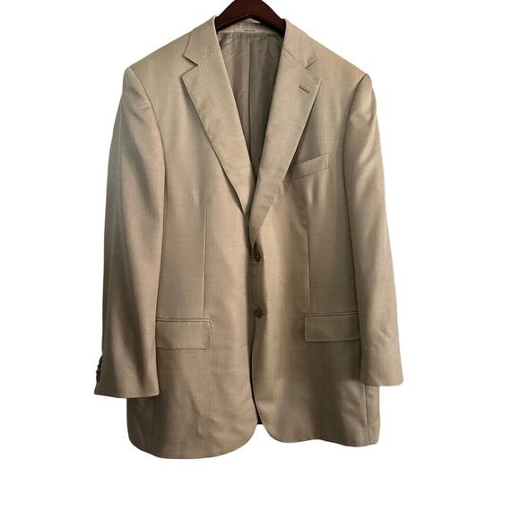 Ermenegildo Zegna Men's Beige Wool and silk Double Breasted Blazer Coat Size 54 - Picture 1 of 11